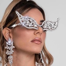 Hot Girl Rhinestone Sunglasses Cat Eye Bling Glam Frame Rave Party Festival Club