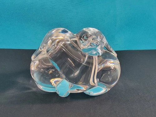 Steuben Crystal "Puppy Love" paperweight or hand-cooler