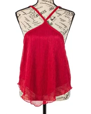 No Boundaries Sleeveless Red Lined Metallic Top Size XL (16-18)