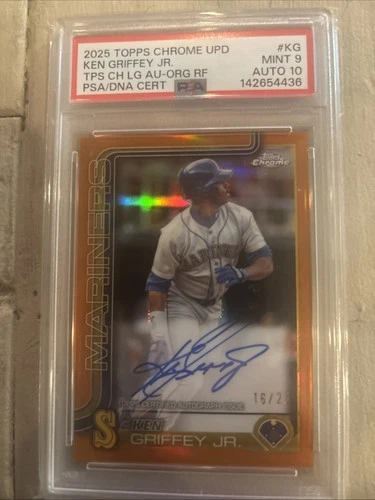 2025 TCU Legend Auto Ken Griffey Jr #CLA-KG Orange Refractor 16/25 PSA 9 Auto 10