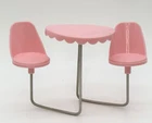 Vintage Tutti and Todd Mattel Sundae Treat Pink Doll Table & Chairs 3556 Japan