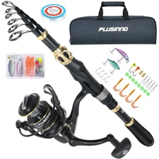 PLUSINNO Fishing Rod and Reel Combo, Pole,Telescopic Kit with Spinning ,