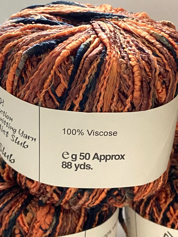 Maggi Knits Mist Slub Yarn Hand Knitting Viscose Italy Halloween Orange Black - Image 3 of 4