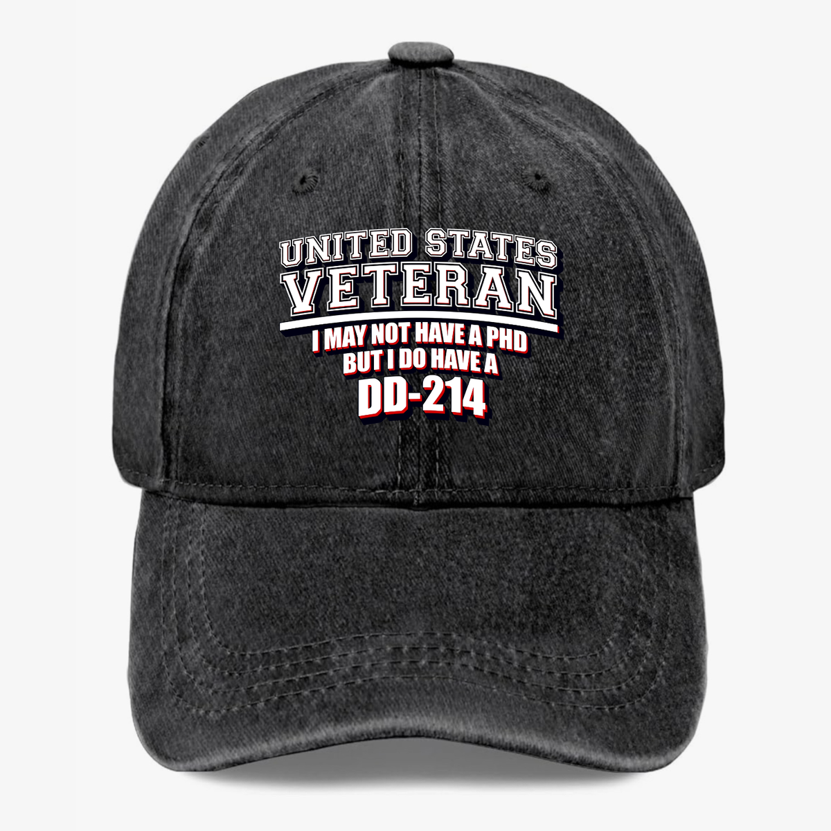 DD214 Veteran Hat Funny Military Humor US Veteran Washed Baseball