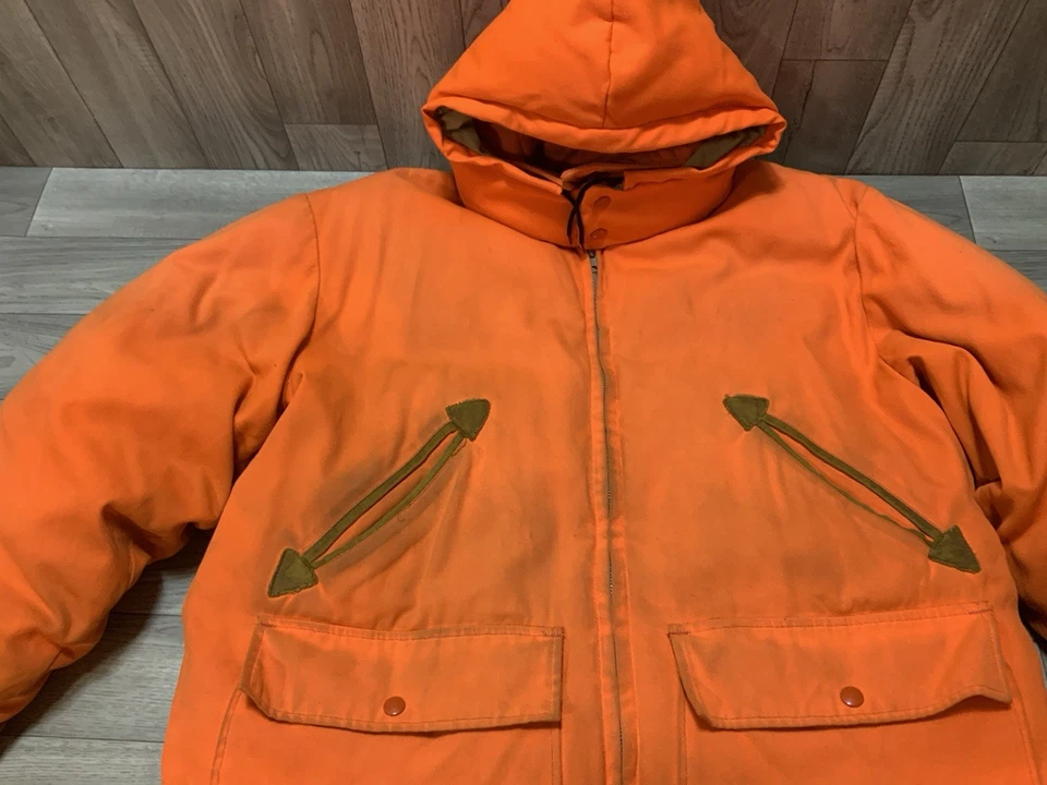 Vintage Woolrich Blaze Orange Hunting Goose Down Jacket Coat Patka Men’s Size L - Image 4 of 4