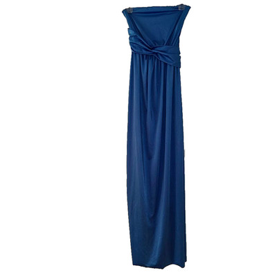 BAOBAB Biel Strapless Maxi Dress Blue Open Back Twist Accent Sz S Formal Wedding