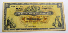 Circulated,1 Pound Royal Bank of Scotland Bank Note, CK 931967, 3rd January 1966