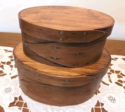 Pair of Frye s Measure Mill Nesting Handmade Shaker Style Wood Oval Boxes