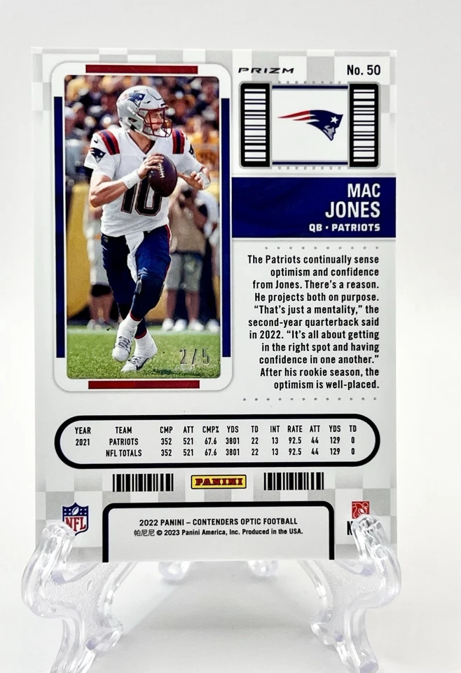 2022 Panini Contenders Optic Season Ticket Mac Jones BLACK PULSAR /5 - Image 2 of 4