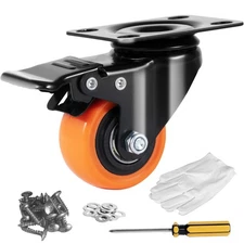 Caster Wheels Swivel Plate Casters 4 Pack 2" Heavy Duty with Locking Brake
