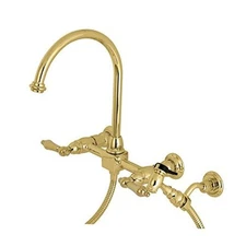  KS1292ALBS Restoration Wall Mount Bridge Kitchen Faucet Polished Brass