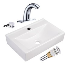Aquaterior 5" Touchless Bathroom Faucet with Rectangle Vessel Sink Brush Chrome