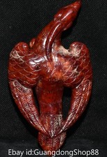 5.6" Old China Hongshan Culture Hetian Jade Carving Phoenix God Bird Statue