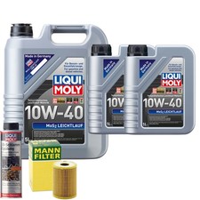 Motoröl 10W40 LIQUI MOLY Mos2 Leichtlauf 7L +MANN Ölfilter +Ölschlammspülung
