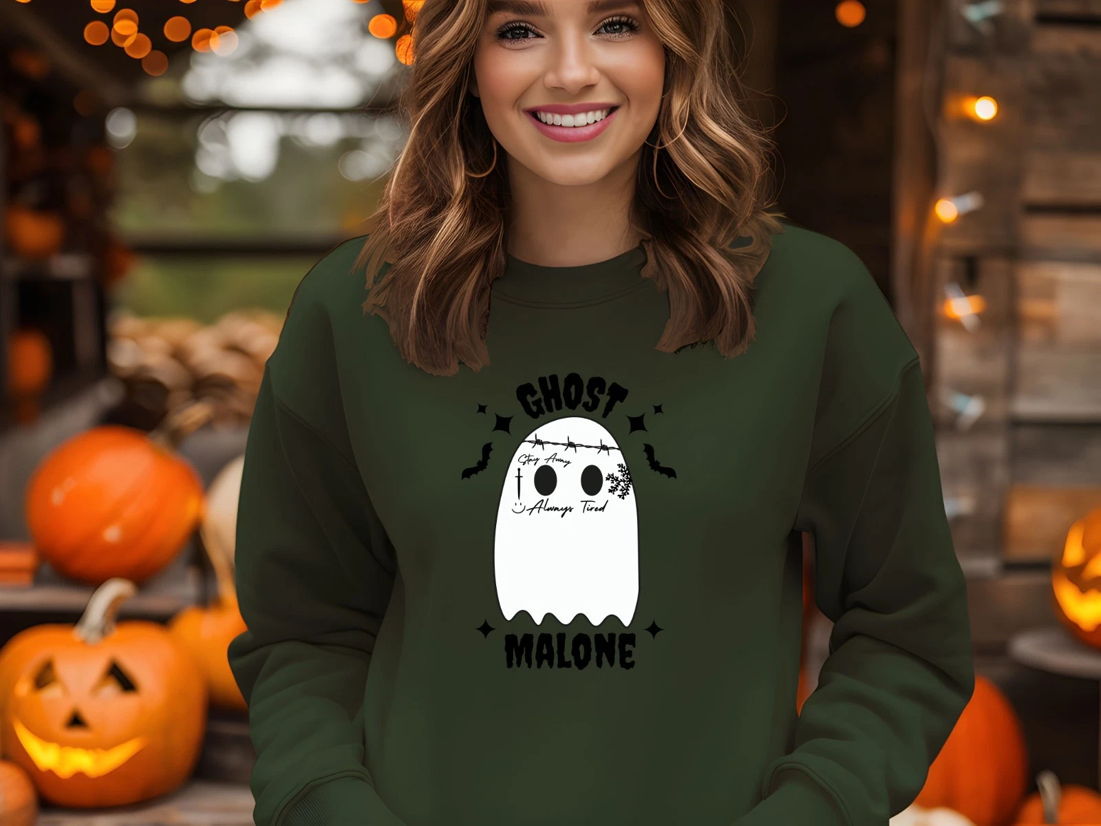 Ghost Malone Sweatshirt Funny Halloween Spooky Season Graphic Gift