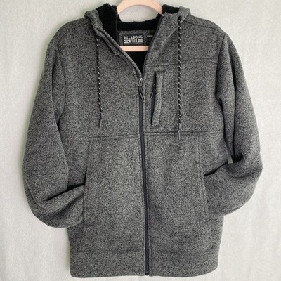 Billabong Adventure Division Fleece Jacket Mens Size Small Gray Full Zip Pockets