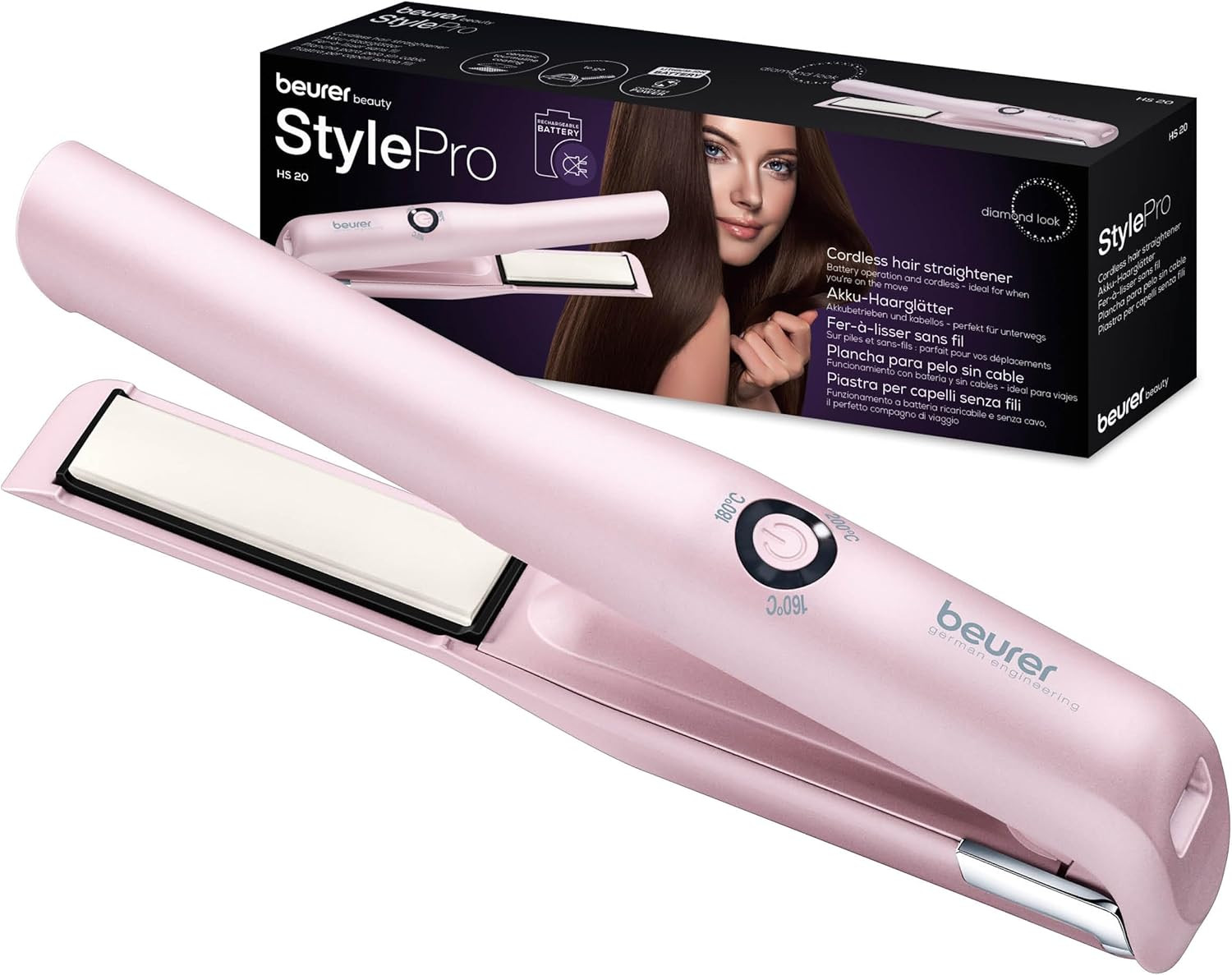 Beurer HS 20 Piastra per Capelli Senza Fili Con Batteria Ricaricabile, 3 Tempera