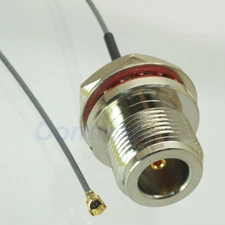 N female nut bulkhead to IPX U.FL female 1.13 cable pigtail 20cm back mount