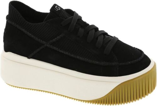 Women's Shoes UGG EZ-DUZZIT LACE Suede Platform Sneakers 1152717 BLACK - Afbeelding 1 van 6