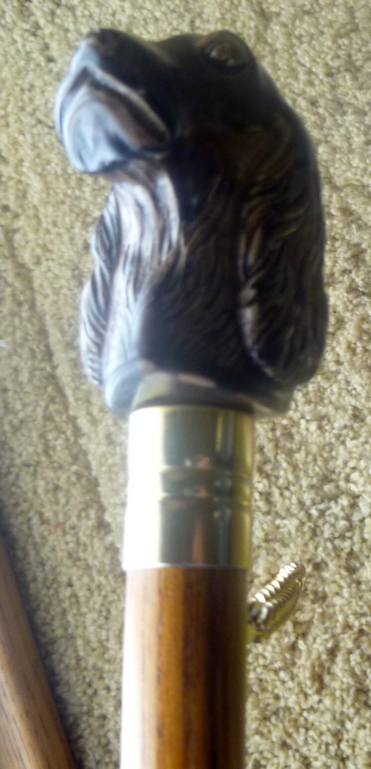 Vintage Dog Head Shoe Horn Made in Italy Wood Long Handle 20 INCHES