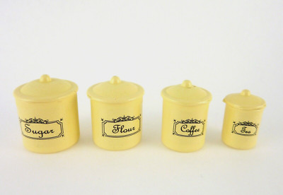 Dollhouse Miniature Cream Kitchen Canister Set of 4, IM65259