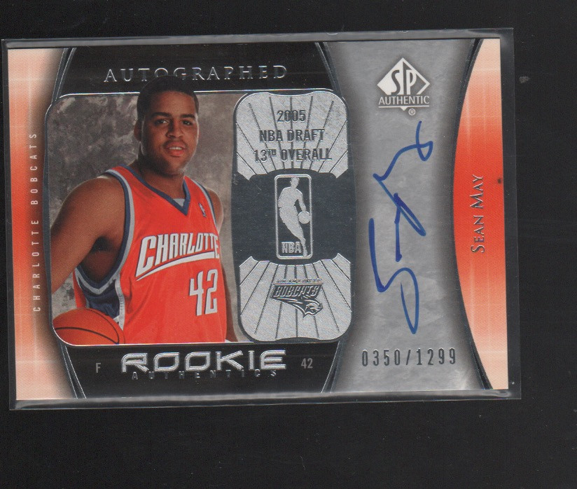 Sean May Autograph #103 Basketball Cards 2005 SP Authentic trading card — raw and PSA graded price guide