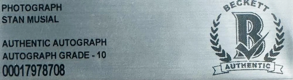 STAN MUSIAL SIGNED SLABBED 8X10 PHOTO ST LOUIS CARDINALS AUTOGRAPH 708 BAS 10 - Image 2 of 2