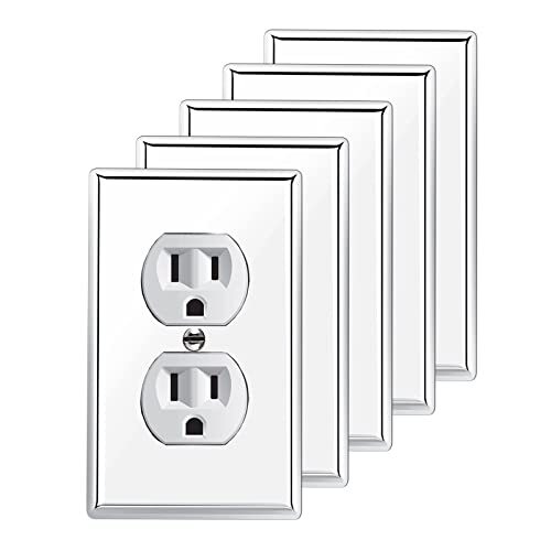 5 Pcs Silver Light Switch Cover Plate Chrome Wall Plate Durable Light