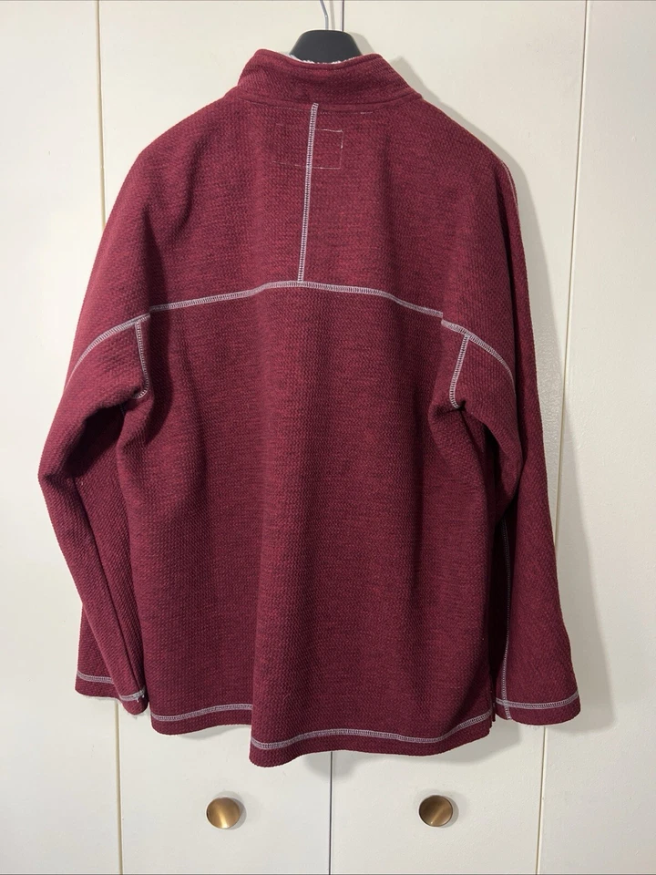 True Grit Sweater Mens Wine Red Sherpa Fleece Sweatshirt Jacket Adult X-Large - Image 2 of 4