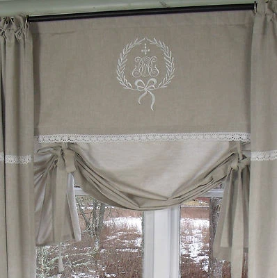Raff Gardine AMALIE SAND Rollo 180x100 Bestickt LillaBelle Shabby Landhaus - Bild 1 von 4