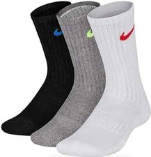 Nike Performance 3 Pack Crew Socks Youth Size M L31121