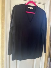 LOFT Women  s Luxe Knit Navy Long Sleeve V-Neck Sweater Size XS NWOT