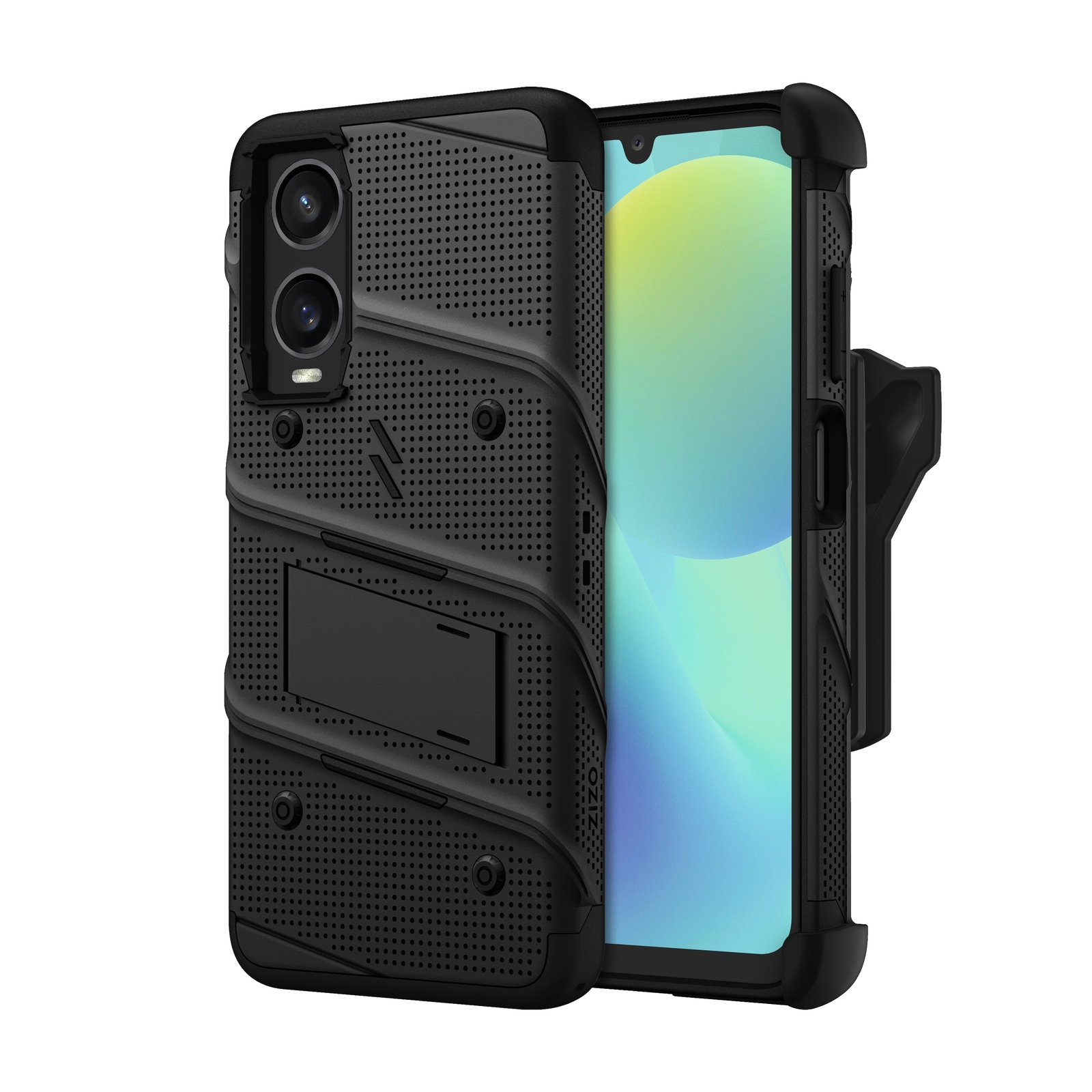 ZIZO BOLT Holster Case for Cricket Icon 6 with Glass Protector & Lanyard - BLACK