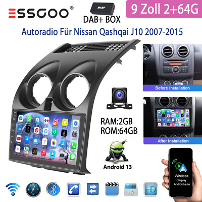 DAB+ Für Nissan Qashqai J10 2007-2015 Android 14 Carplay Autoradio GPS Navi WIFI