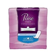 Poise Bladder Control Pad, 10.9''L, Moderate Absorbency, Female, Pack of 20