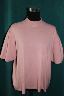 DRAPERS & DAMONS Luxe Pink Short Sleeve Sweater Zip at Back 1X So Soft Acrylic