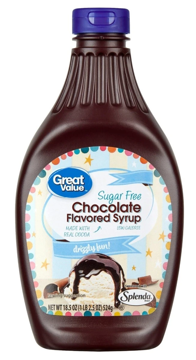 Great Value Sugar Free Chocolate Flavored Syrup 18.5 oz Bottle