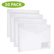 A4 POPPER WALLET CLEAR PLASTIC DOCUMENT FOLDER WITH CARD ID STUD HOLDER FILES