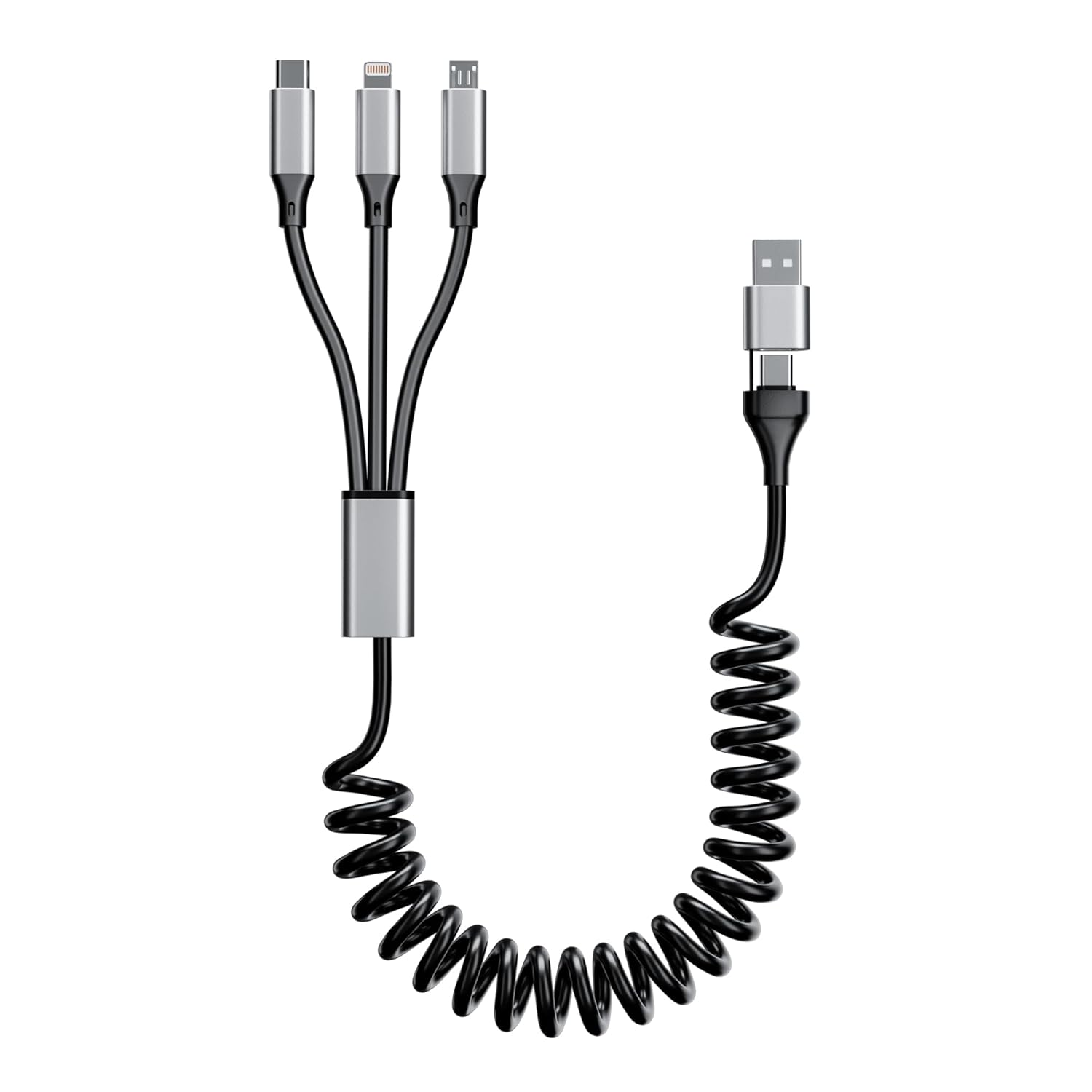 Coiled Multi Charging Cable [Mfi Certified] 5 in 1 Coiled Charging Cable for ...