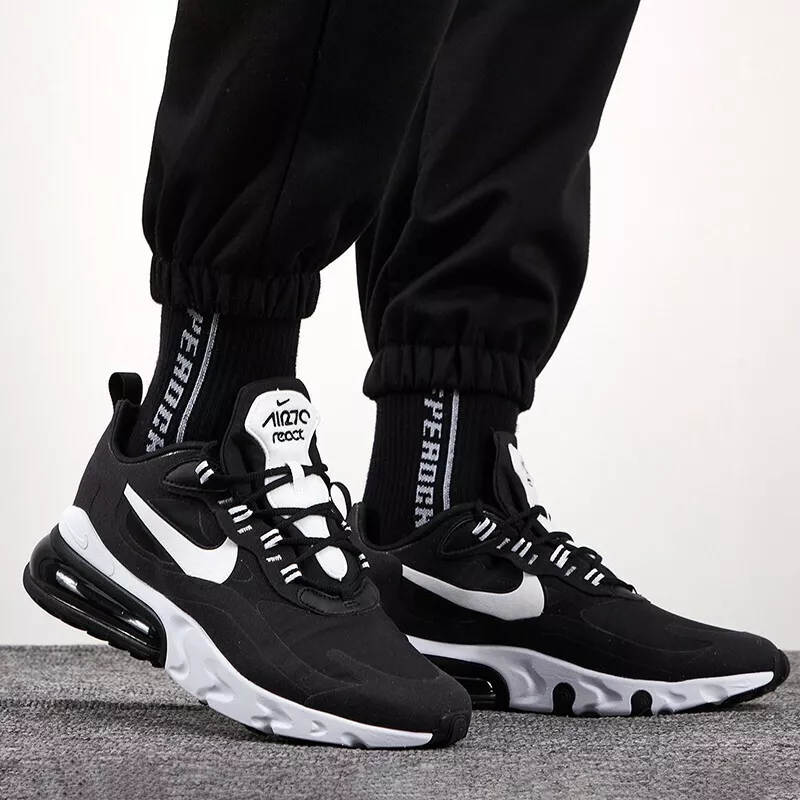 Nike air max 270 cheap react mens black and white