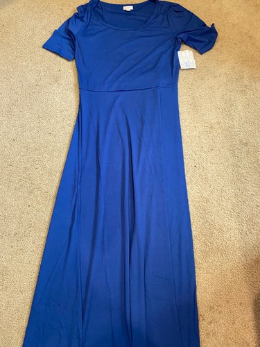 LuLaRoe Ana Maxi Dress NEW Solid Blue 