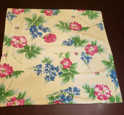 2 Vtg Ralph Lauren Cotton Floral Square Pillow Shams Sandy Lane Yellow Made USA