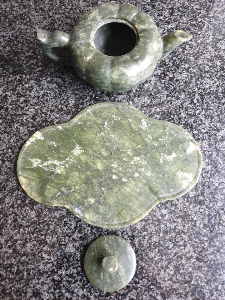 Burmese Jadeite Hand Carved Tea Service - Image 3 of 4