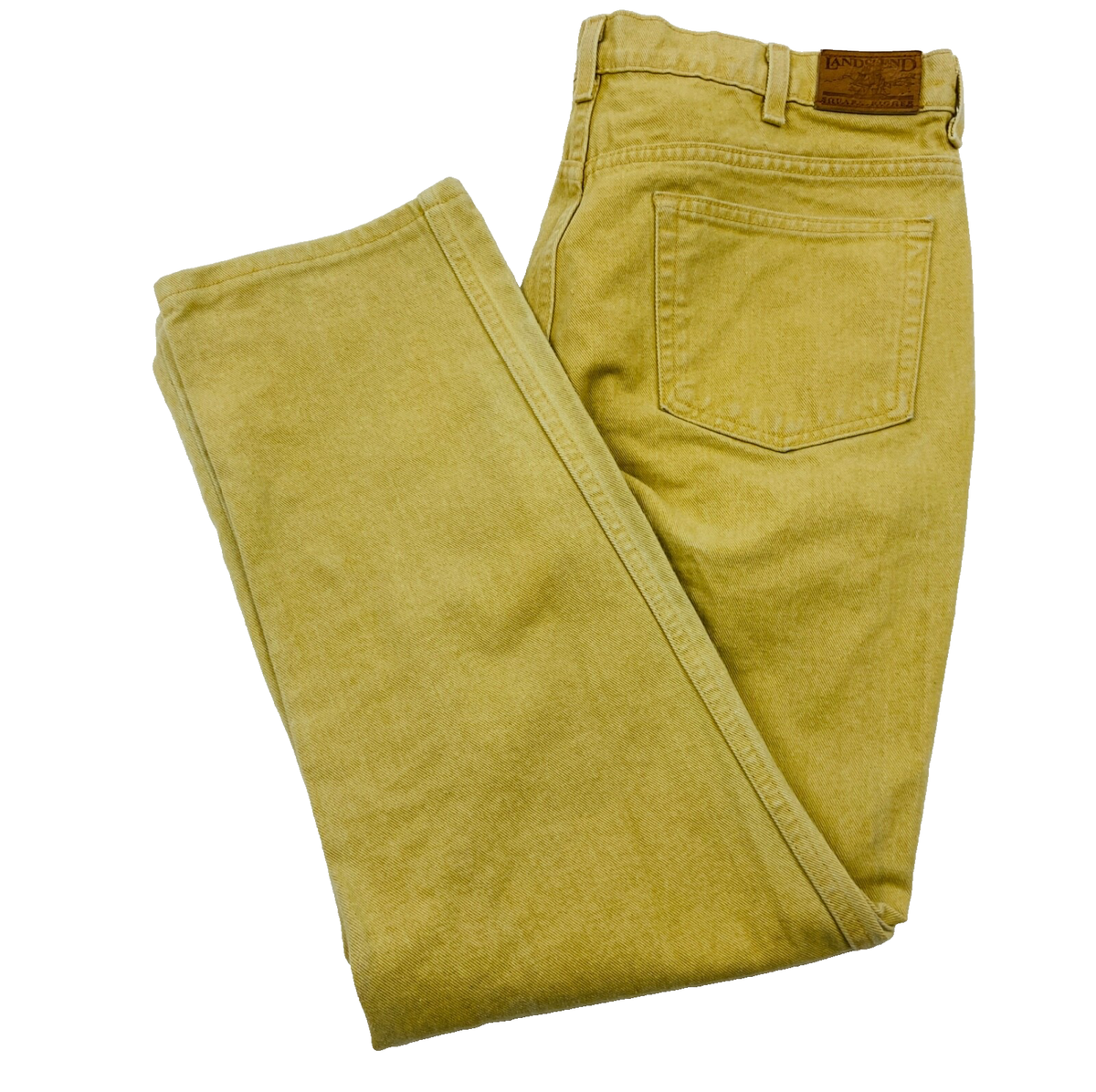 LANDS END Mens 40x32 Denim Yellow Workwear USA Cotton Jeans