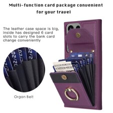 For Samsung Galaxy S23 Ultra S22 S21 A54 A12 Leather Card Ring Holder Case Cover