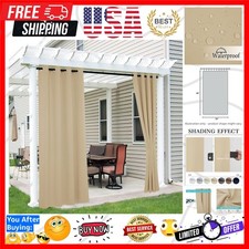 2 Panels Outdoor Curtains for Patio - Waterproof Blackout Curtains Drapes W...