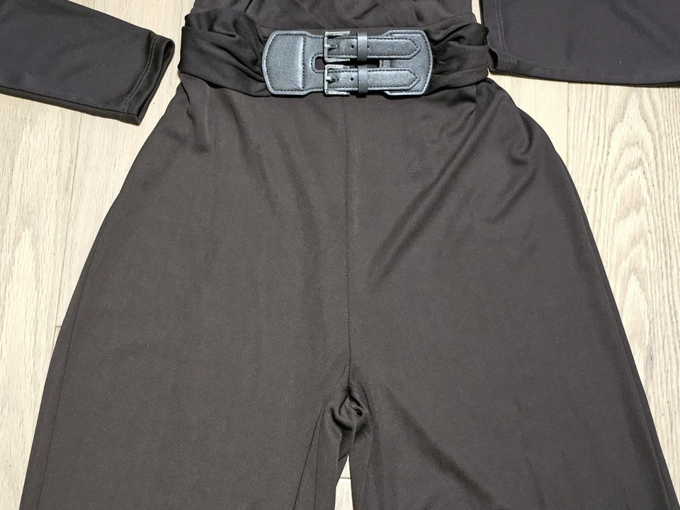 Nuevo sin etiquetas Mono Lauren Ralph Lauren Para Mujer Marrón Cinturón Elástico Jersey Pierna Ancha Foto 3 de 4