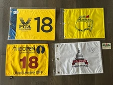 Lot Of 4 Rory McIlroy CAREER GRAND SLAM Flags w 2011 US Open Signed 2025 Masters
