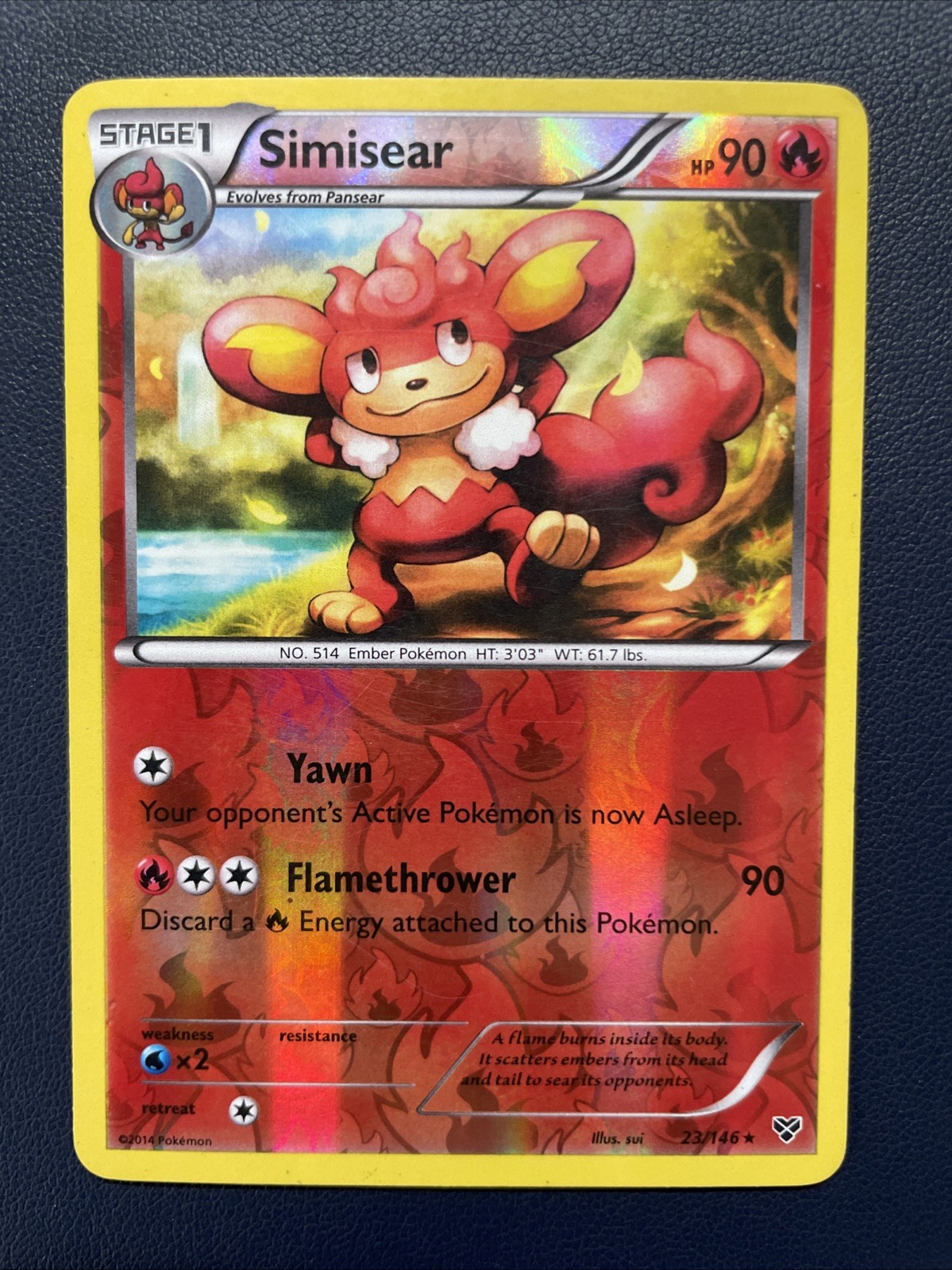 1x Pokémon Simisear Reverse Holo 23/146 XY Base Set LP fast ship toploaded