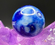 Antique Vintage Handmade Clay Bennington Marble - Glossy Blue - .55" Small 